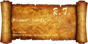 Riemer Teréz névjegykártya